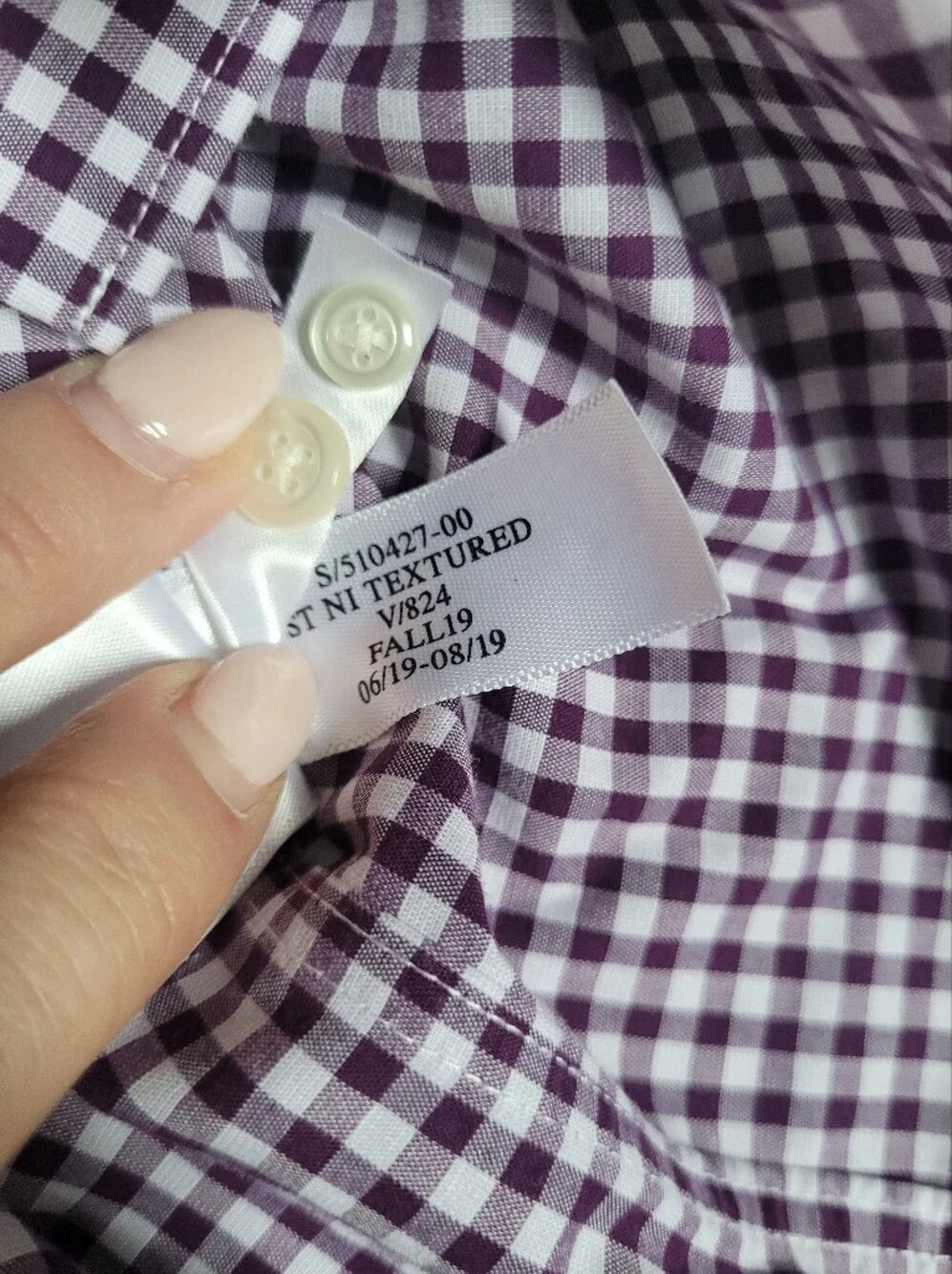 Banana Republic Shirt Dress Button Down Purple Check Standard Fit Cotton Large